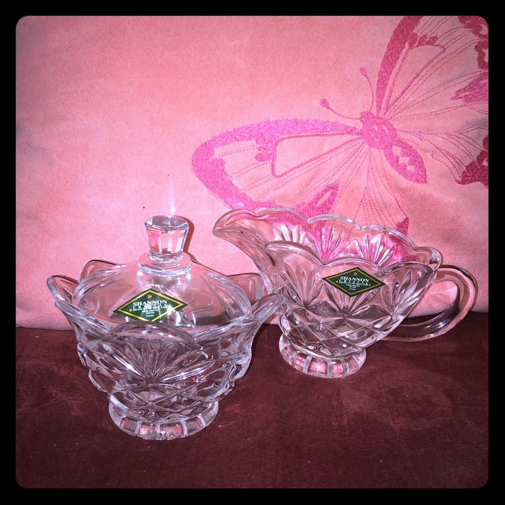 Godinger Shannon Crystal Scalloped Sugar&Cream Art